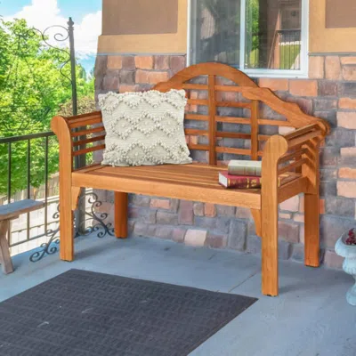 Hivvago 49 Inch Eucalyptus Wood Outdoor Folding Bench With Backrest Armrest For Patio Garden