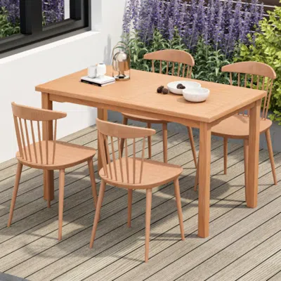 Hivvago 49 Inch Rectangle Patio Indonesia Teak Wood Dining Table With ...