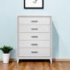 Hivvago 49" White And Silver And Faux Wood And Crystal Bling Lighted Five Drawer Dresser In Neutral