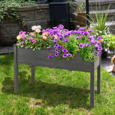 Hivvago 49â€â€ X 23â€â€ X 30â€â€ Wooden Raised Vegetable Garden Bed In Gray