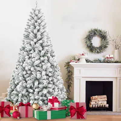 Hivvago 4ft Flocked Christmas Tree Snowy Pvc Artificial Holiday Tree With 233 Tips In White