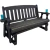 Hivvago 4ft Heavy Duty Black Wooden Porch Glider Bench With Cupholders In Black
