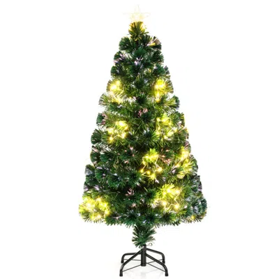 Hivvago 4ft Pre-lit Artificial Christmas Tree With Star Topper, Realistic Branch Tips, Warm White Lights, Ho In Green
