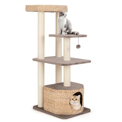Hivvago 4-layer Cat Tower With Scratching Posts Condo And Washable Cushions In Multi