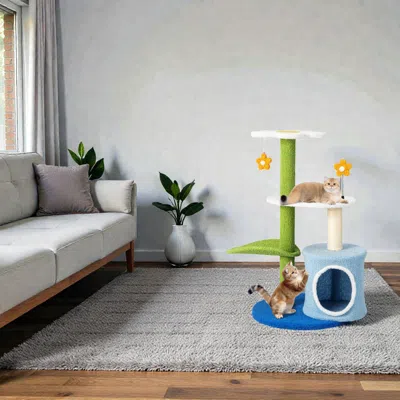 Hivvago 4-level 34.5" Playful Cat Tower With Jingle Toys And Cozy Hideout Condo In Pink