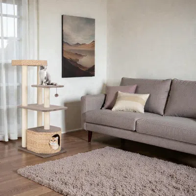 Hivvago 4-level Cat Tower With Scratch Posts, Cozy Condo & Removable Washable Cushions In Brown
