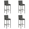 Hivvago 4pc Outdoor Patio Barstool Chair With Cushions, Gray Woven Poly Rattan