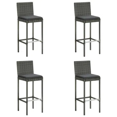 Hivvago 4pc Outdoor Patio Barstool Chair With Cushions, Gray Woven Poly Rattan
