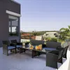 Hivvago 4pcs Patio Rattan Cushioned Furniture Set-white