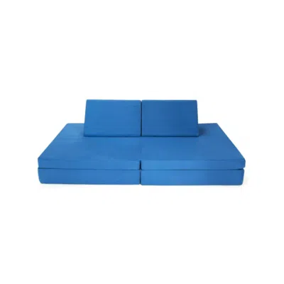 Hivvago 4-piece Convertible Kids Couch Set With 2 Folding Mats-blue