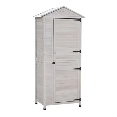 Hivvago 4-shelf Garden Storage Shed With Handle And Foot Pads In Gray