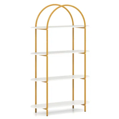 Hivvago 4-tier Open Bookcase With Sturdy Metal Frame For Living Room In Gold