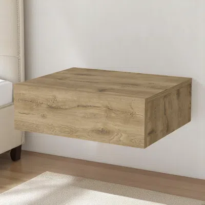 Hivvago 5" Beige Wood One Drawer Floating Nightstand In Brown