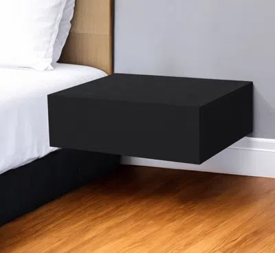 Hivvago 5" Black Wood One Drawer Floating Nightstand