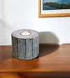 Hivvago 5" Brown And White Solid Wood Tabletop Tealight Candle Holder In Gray