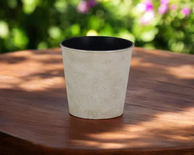 Hivvago 5" Cream Recycled Plastic Indoor Outdoor Round Pot Planter In Neutral