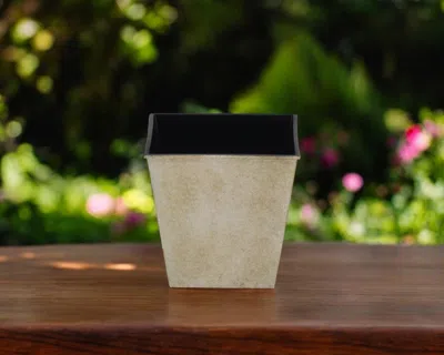 Hivvago 5" Cream Recycled Plastic Indoor Outdoor Square Pot Planter In Neutral