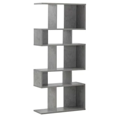 Hivvago 5 Cubes Ladder Shelf Corner Bookshelf Display Rack Bookcase-gray