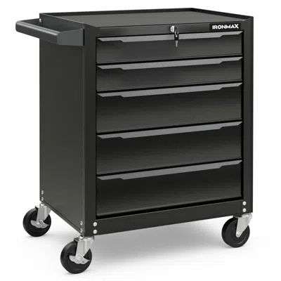 Hivvago 5-drawer Tool Storage Cabinet With Hanging Holes And Central Keyed Locking System-black