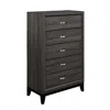 Hivvago 5 Drawer Wooden Chest With Grain Details And Chamfered Feet, Gray In Brown