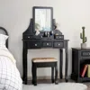 Hivvago 5 Drawers Removable Box Makeup Dressing Vanity Set-black