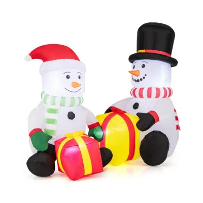 Hivvago 5 Feet 2 Cute Blow-up Snowman Christmas Inflatables With Gift Boxes In Multi