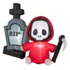 Hivvago 5 Feet Inflatable Halloween Ghost Holding Sickle And Tombstone Yard Decor