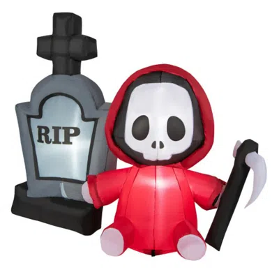 Hivvago 5 Feet Inflatable Halloween Ghost Holding Sickle And Tombstone Yard Decor