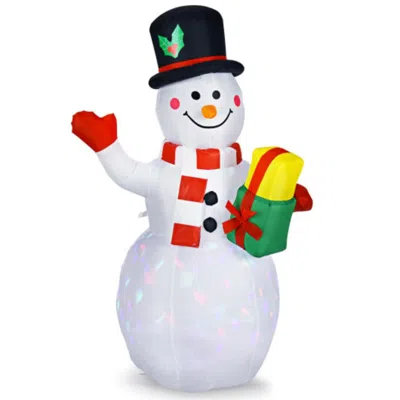 Hivvago 5 Feet Tall Snowman Inflatable Blow Up Inflatable With Built-in Colorful Led Lights In White