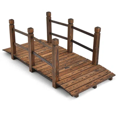 Hivvago 5 Feet Wooden Garden Bridge With Safety Rails In Brown