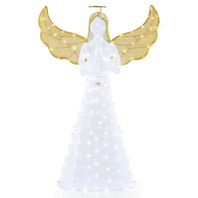 Hivvago 5 Ft Festive Pre-lit Angel With Halo And 150 Led Lights In White