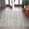 Hivvago 5 Ft. X 8 Ft. Black Off-white Chevron Coastal Boho Style Indoor Outdoor Area Rug In Gray
