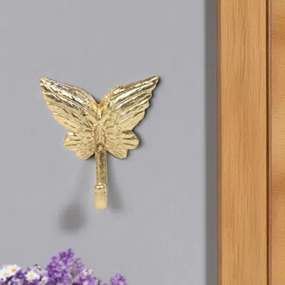 Hivvago 5" Gold Cast Iron Butterfly Wall Hook