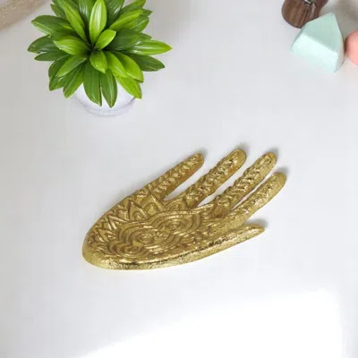 Hivvago 5" Gold Hamza Metal Handmade Tray