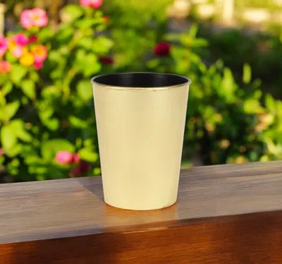 Hivvago 5" Gold Recycled Plastic Indoor Outdoor Round Pot Planter