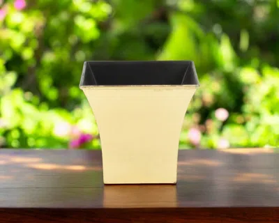 Hivvago 5" Gold Recycled Plastic Indoor Outdoor Square Pot Planter In Yellow