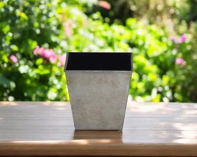 Hivvago 5" Gray Recycled Plastic Indoor Outdoor Square Pot Planter