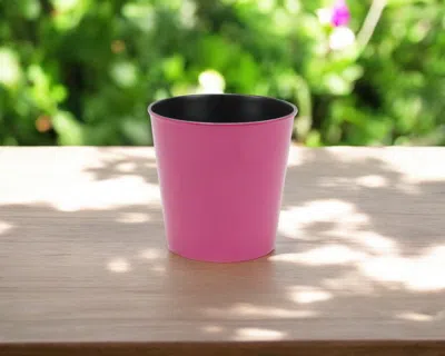Hivvago 5" Hot Pink Recycled Plastic Indoor Outdoor Round Pot Planter