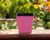 Hivvago 5" Hot Pink Recycled Plastic Indoor Outdoor Square Pot Planter In Pink