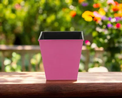 Hivvago 5" Hot Pink Recycled Plastic Indoor Outdoor Square Pot Planter
