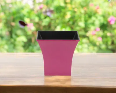 Hivvago 5" Hot Pink Recycled Plastic Indoor Outdoor Square Pot Planter In Purple