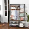 Hivvago 5-in-1 Entryway Hall Tree With Storage Bench With 9 Hooks-rustic Brown
