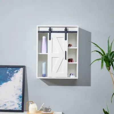 Hivvago 5 Layer Wooden Wall Mounted Bathroom Cabinet In White