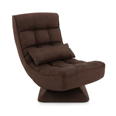 Hivvago 5-level Adjustable 360â° Swivel Floor Chair With Massage Pillow In Brown