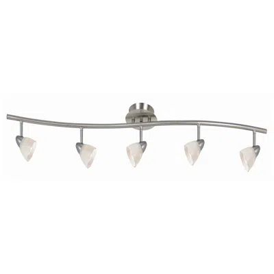 Hivvago 5 Light 120v Metal Track Light Fixture With Glass Shade, White And Silver