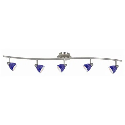 Hivvago 5 Light 120v Metal Track Light Fixture With Textured Shade, Silver And Blue