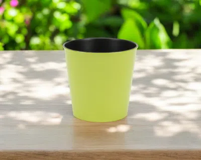 Hivvago 5" Lime Green Recycled Plastic Indoor Outdoor Round Pot Planter