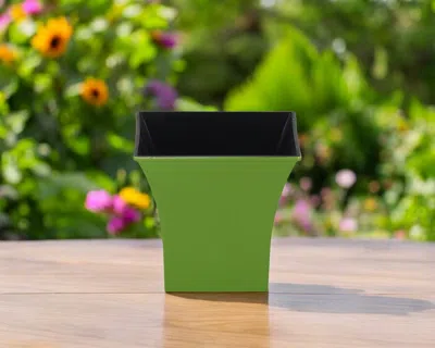 Hivvago 5" Lime Green Recycled Plastic Indoor Outdoor Square Pot Planter