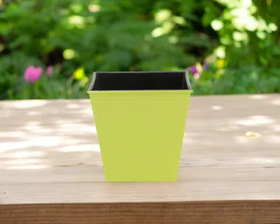 Hivvago 5" Lime Green Recycled Plastic Indoor Outdoor Square Pot Planter