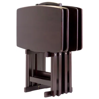 Hivvago 5-pc Oversize Snack Table Set Espresso In Brown